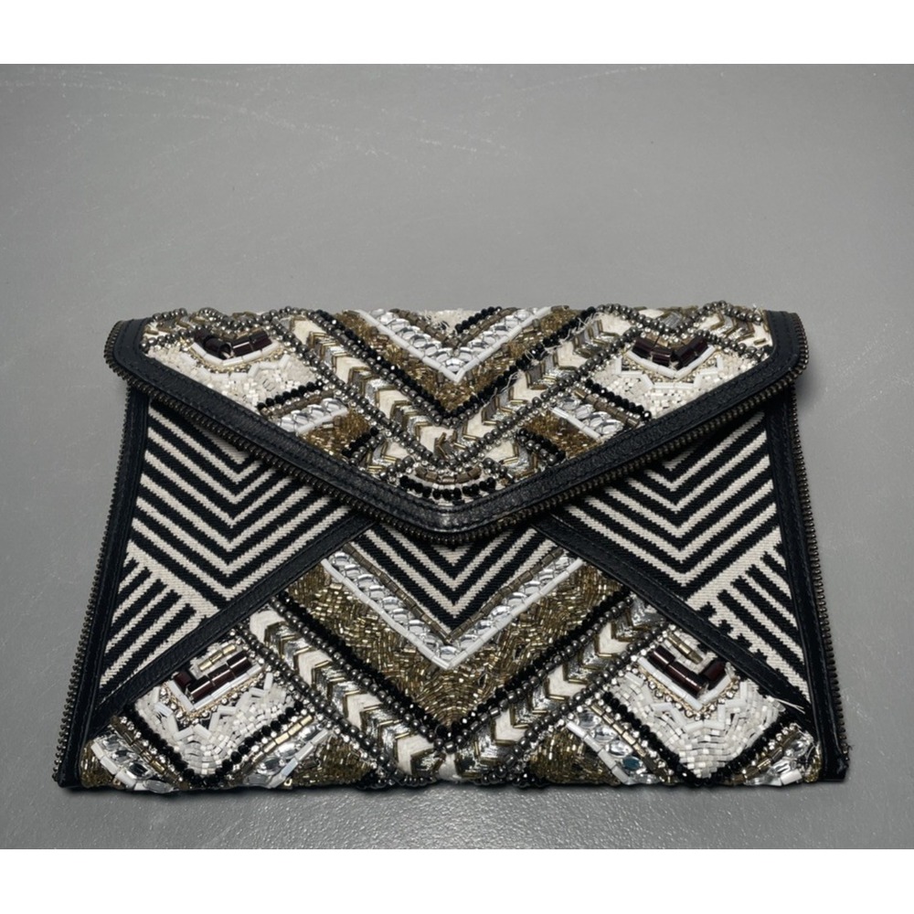 Rebecca Minkoff Wonder Leo Clutch Woven Beaded purse